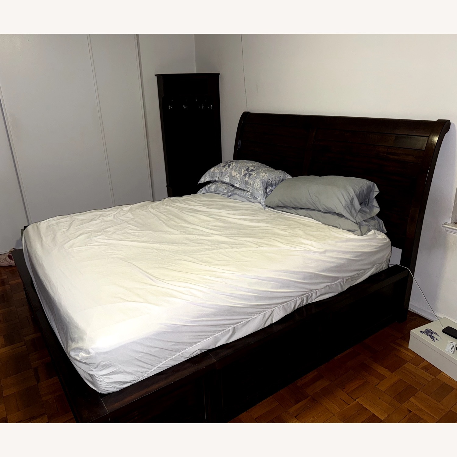 Hudson King Pecan Storage Platform Bed - image-1