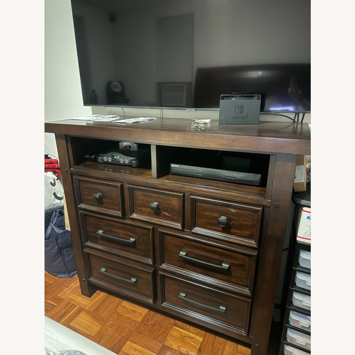 Dark Brown Wood Dresser - image-1