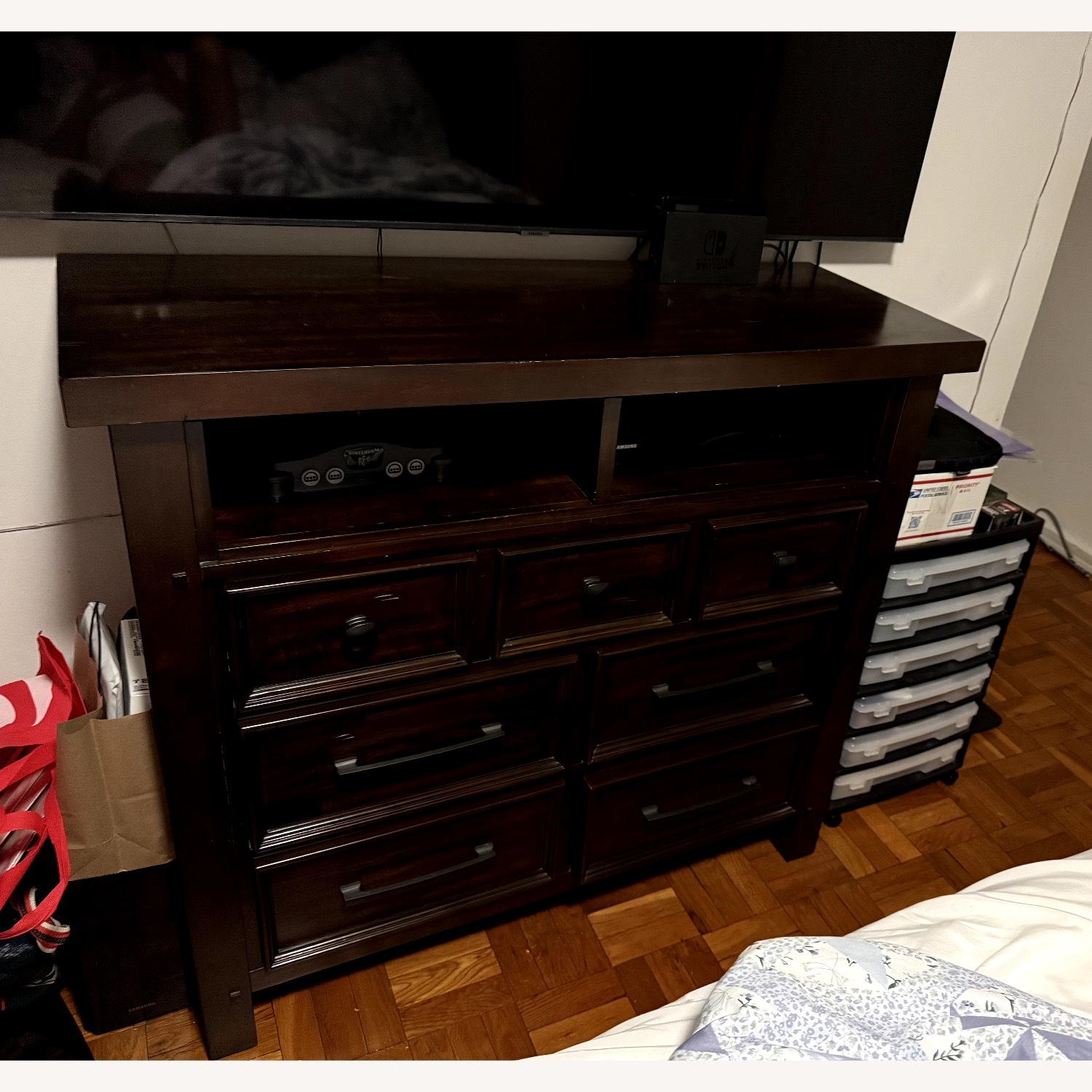 Dark Brown Wood Dresser - image-2