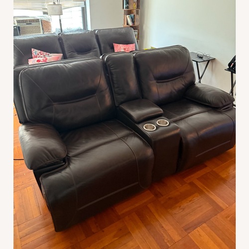 Used Marco Leather Power Reclining Sofa Set for sale on AptDeco