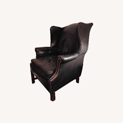 Used Vintage/Antique Blue Leather Office Chair for sale on AptDeco