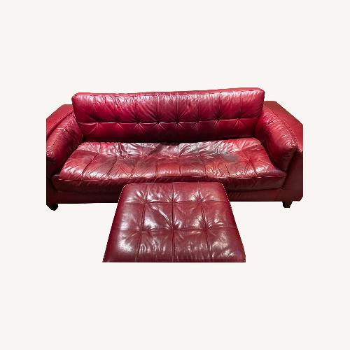 Used Red Leather Sofa and Ottoman   for sale on AptDeco