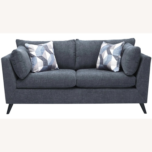 Used Raymour & Flanigan Blue Fabric Loveseat for sale on AptDeco
