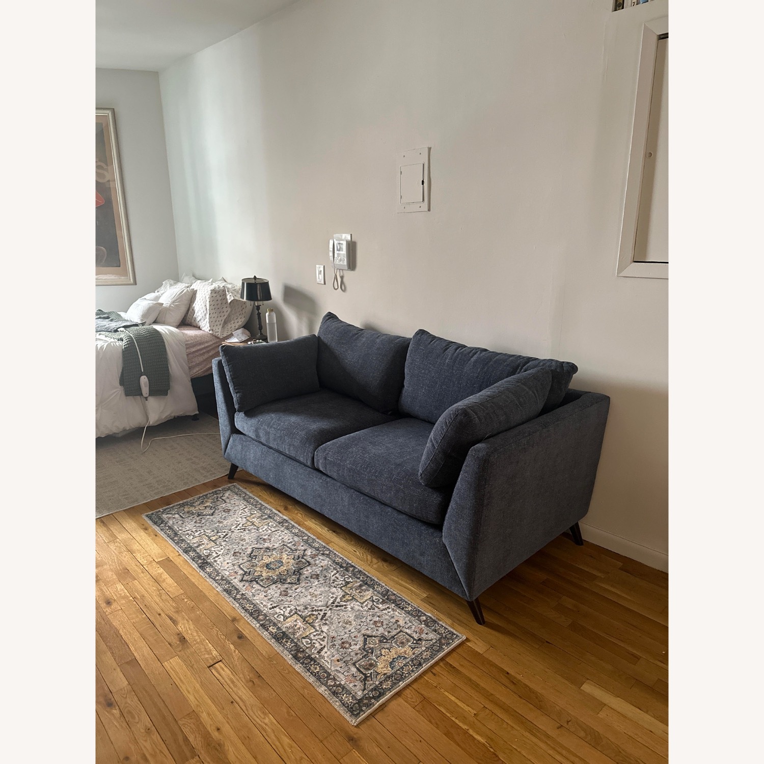 Raymour & Flanigan Blue Fabric Loveseat - image-1