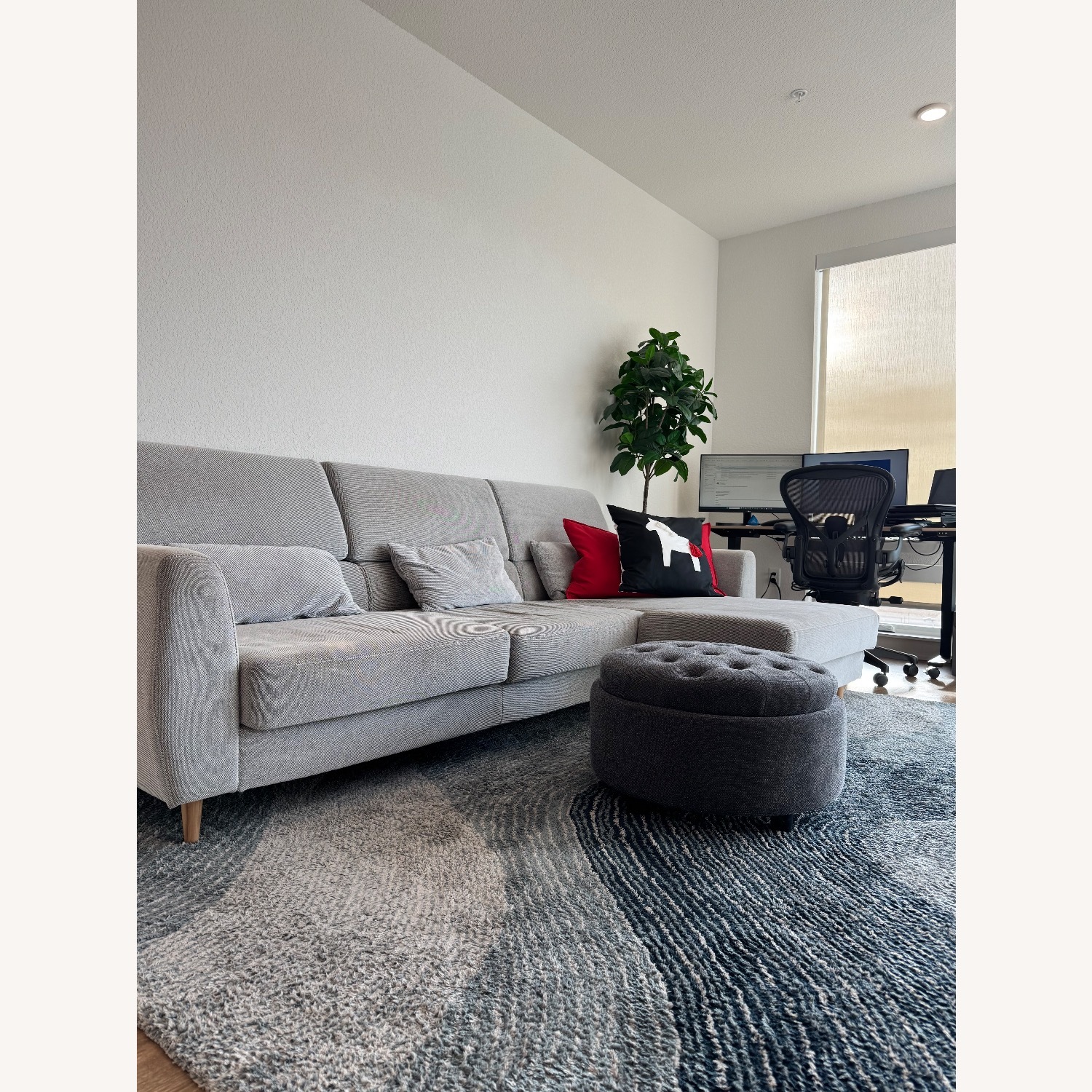 IKEA SLATORP Sofa with Chaise, Hakebo Dark Gray - image-3