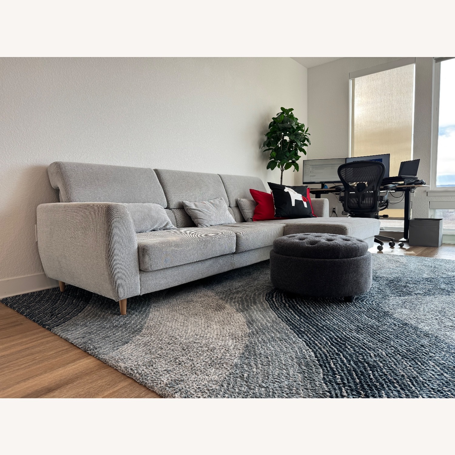 IKEA SLATORP Sofa with Chaise, Hakebo Dark Gray - image-1