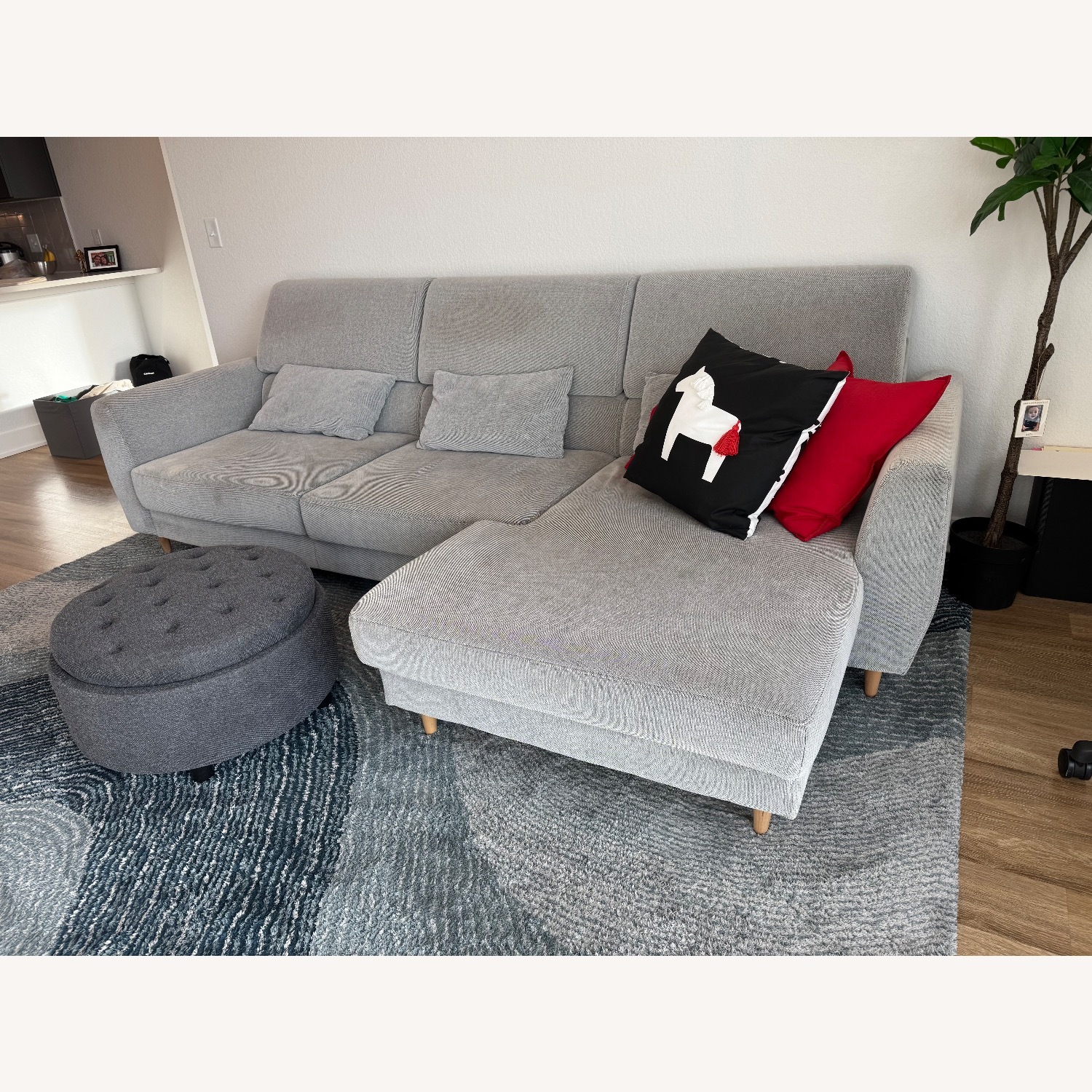 IKEA SLATORP Sofa with Chaise, Hakebo Dark Gray - image-2