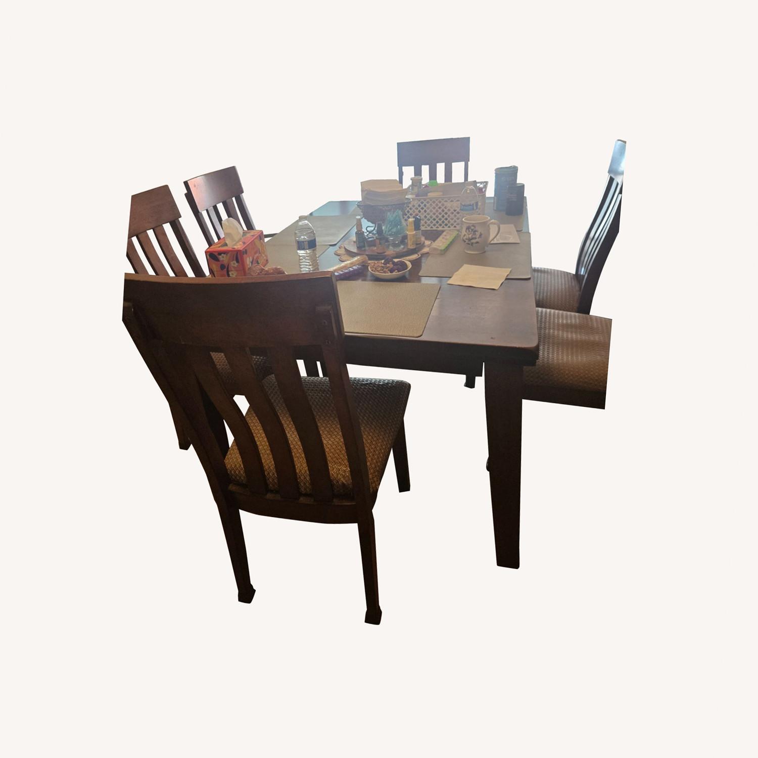 Dark Brown Wood Dining Table - image-0