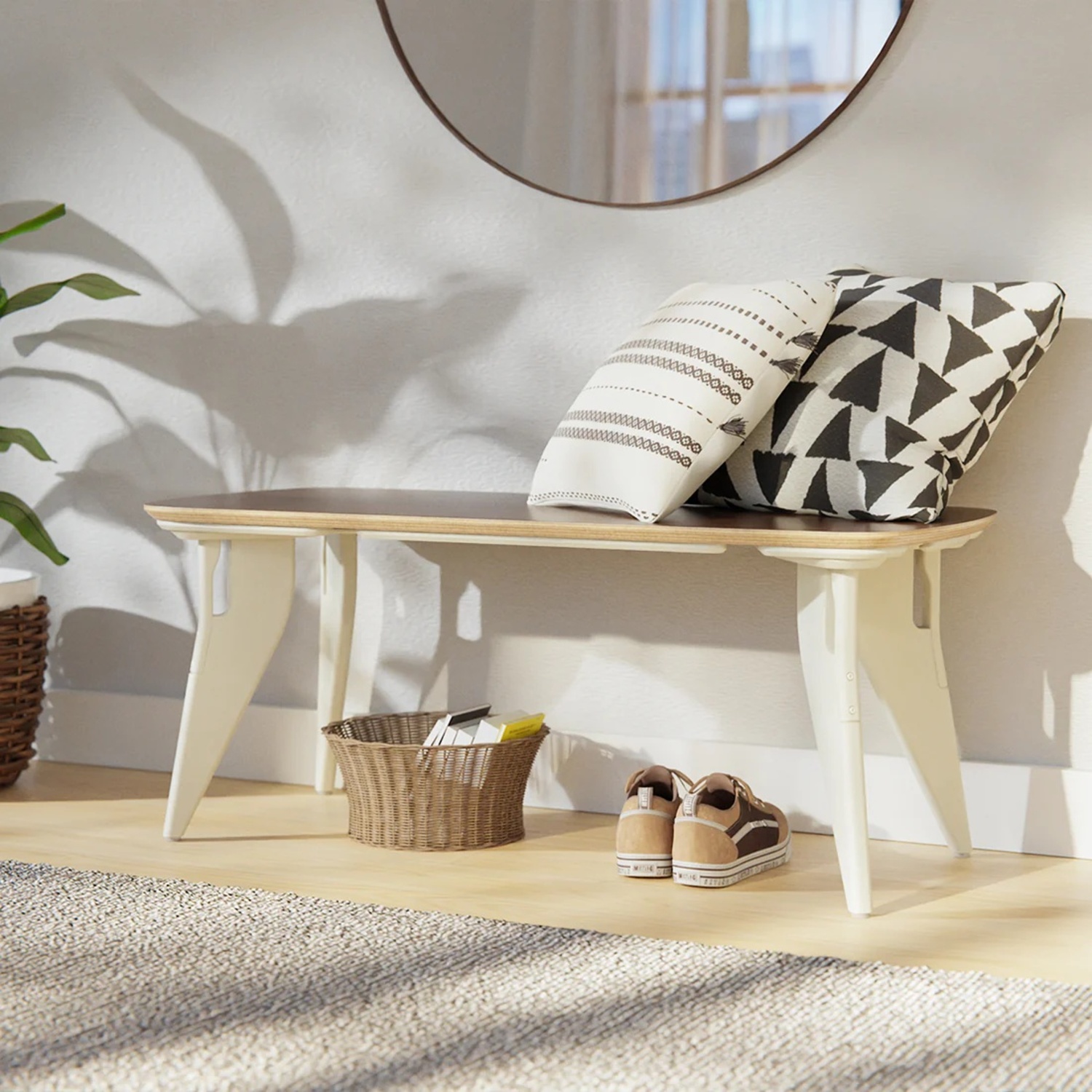 Hoek Home Dark Brown Wood Bench - image-0