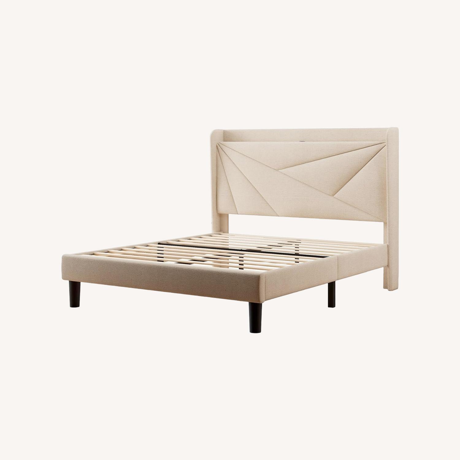 Natural Fabric Queen Bed - image-0