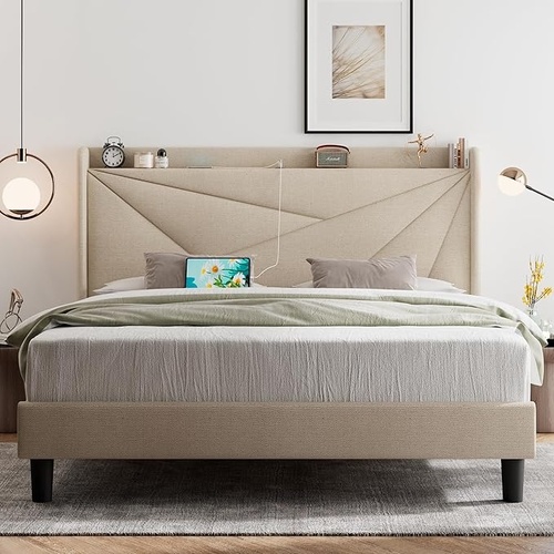 Used Natural Fabric Queen Bed for sale on AptDeco