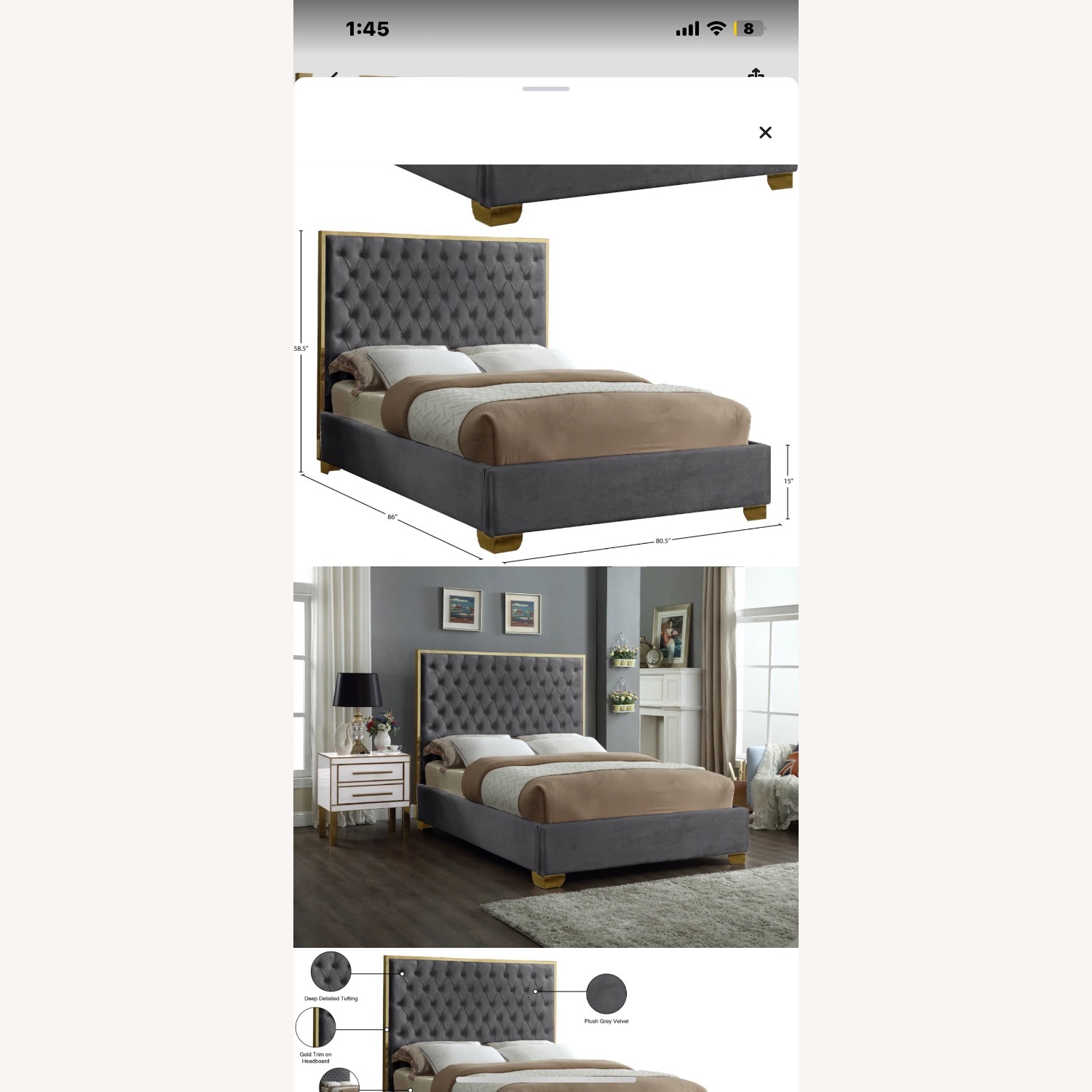 Spadaro Light Gray Metal King Bed - image-2