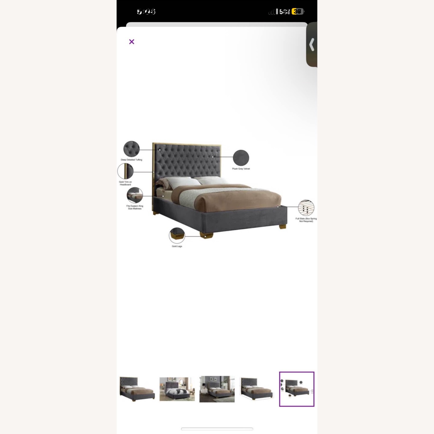 Spadaro Light Gray Metal King Bed - image-1