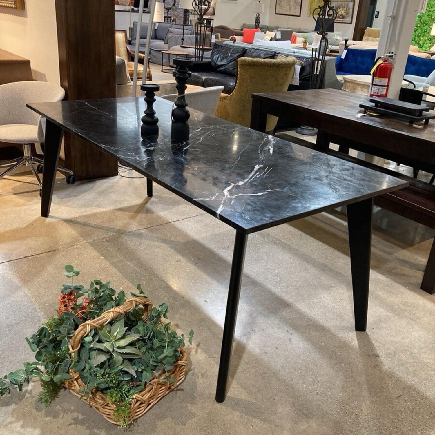 CB2 Harper Black Marble Slab Top Dining Table - image-1