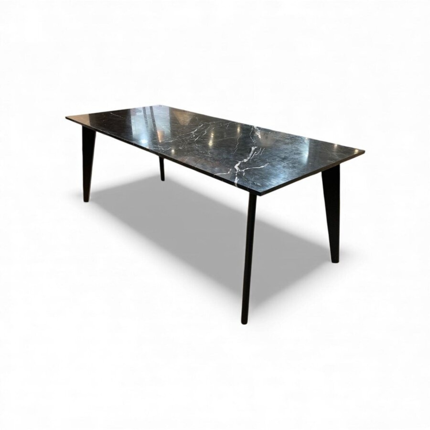 CB2 Harper Black Marble Slab Top Dining Table - image-0