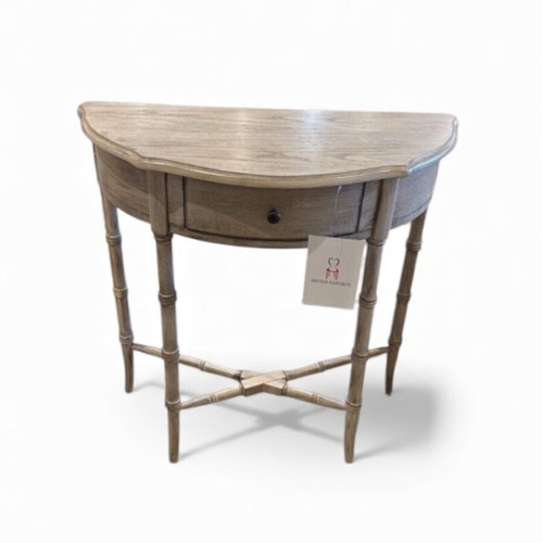 Used Skilling Driftwood Demilune Console Table for sale on AptDeco