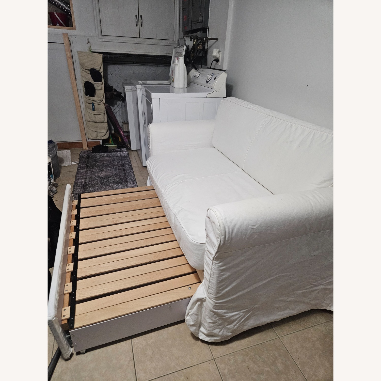 IKEA Hagalund White Fabric Sleeper Sofa - image-6