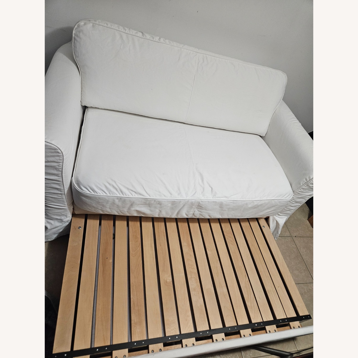 IKEA Hagalund White Fabric Sleeper Sofa - image-3