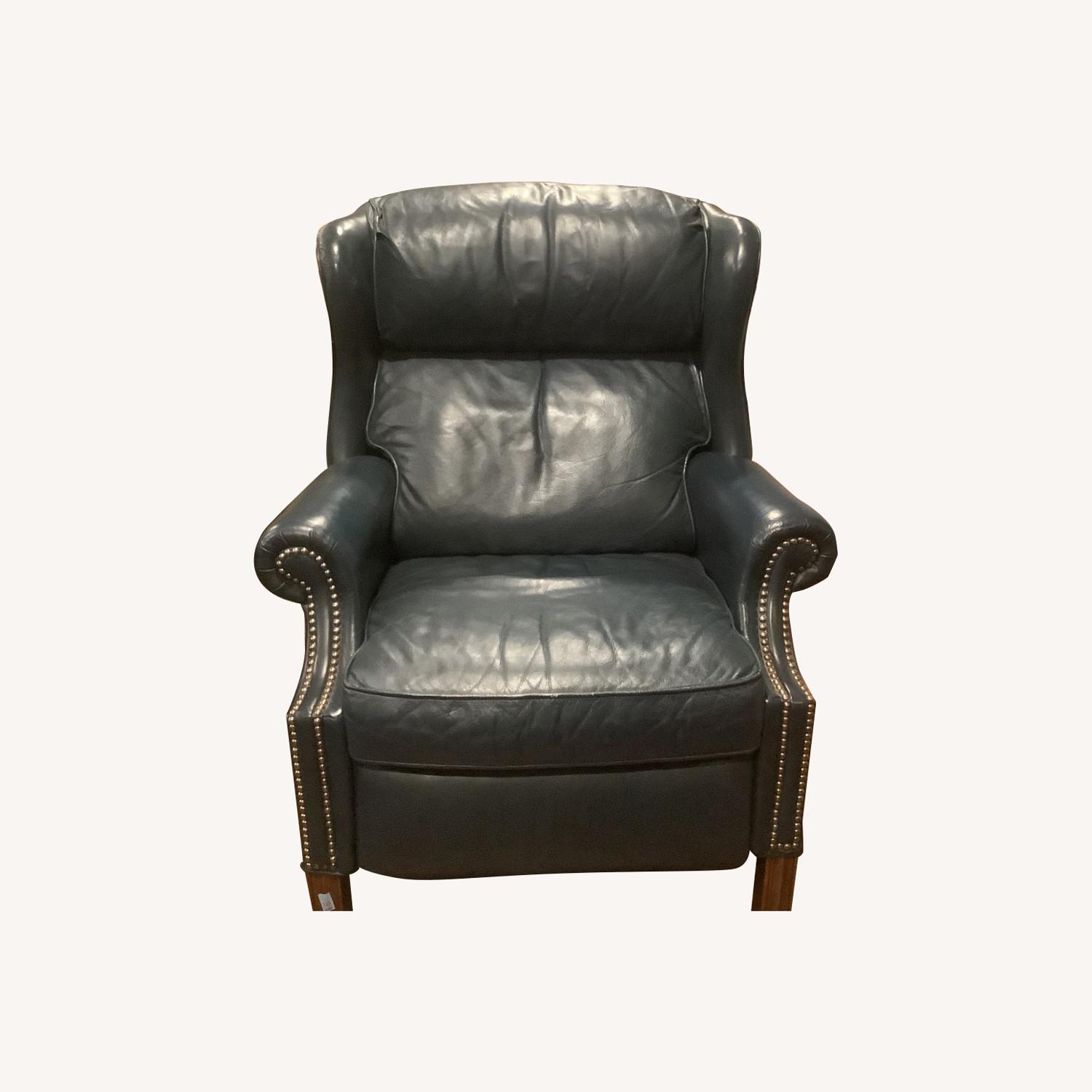 Vintage/Antique Blue Leather Recliner - image-0