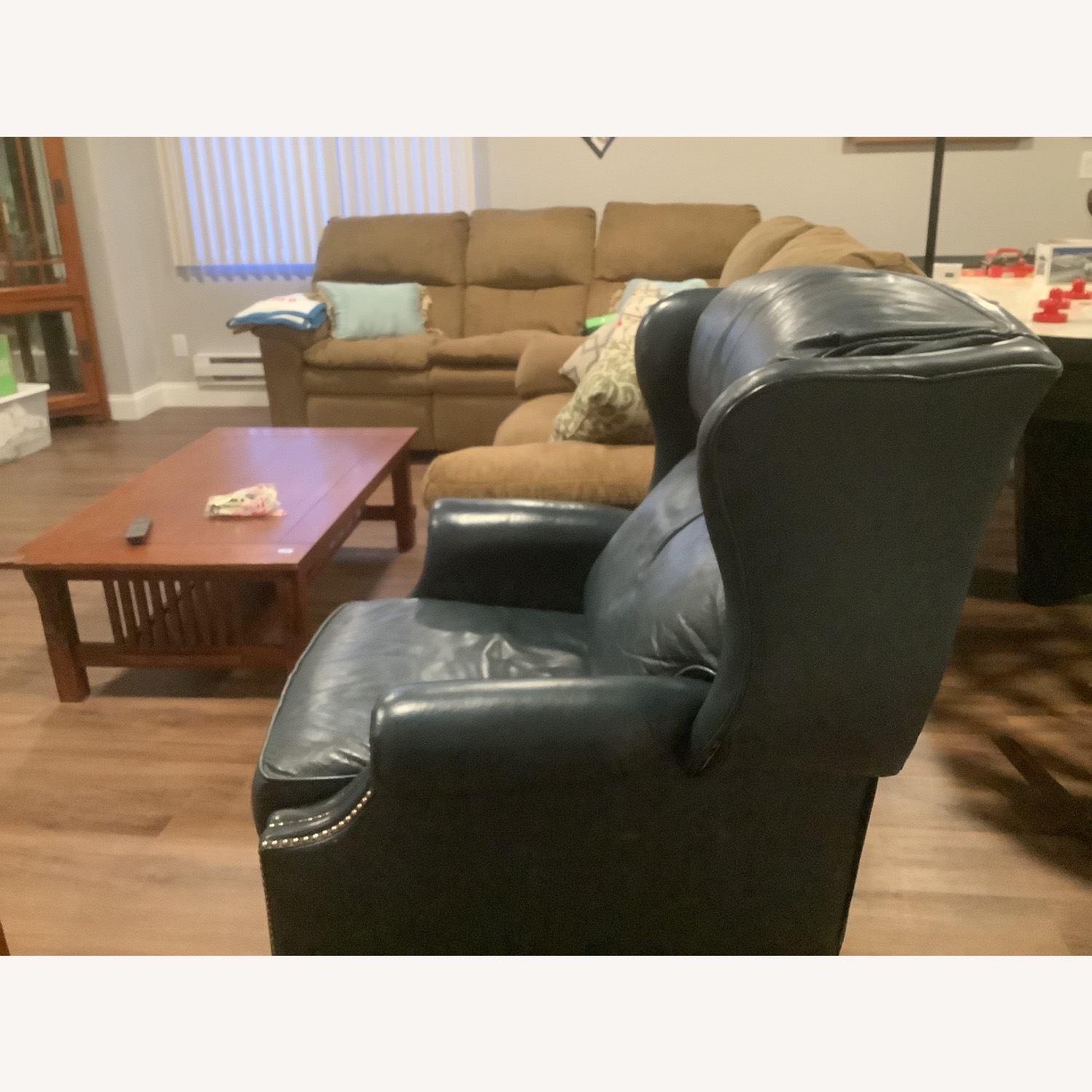 Vintage/Antique Blue Leather Recliner - image-3