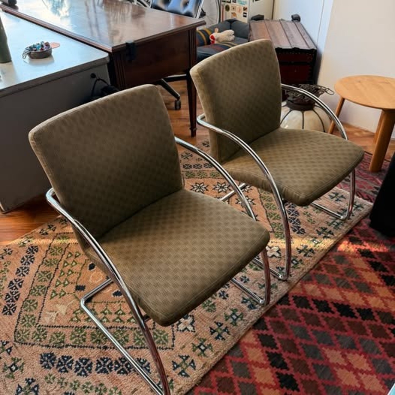 Green Fabric Dining Chairs - image-1