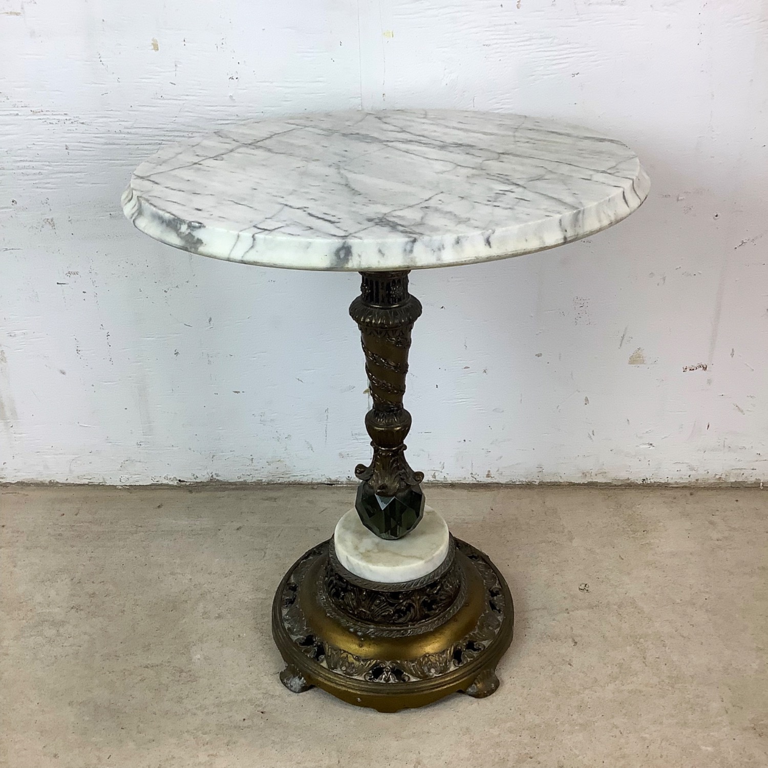 Marble-Top Vintage Parlor Table With Ornate Base - image-13