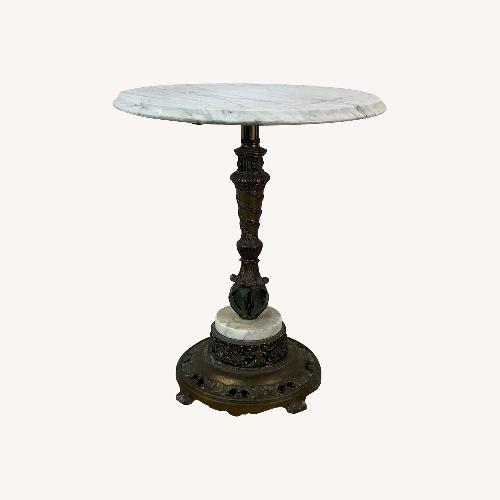 Used Marble-Top Vintage Parlor Table With Ornate Base for sale on AptDeco