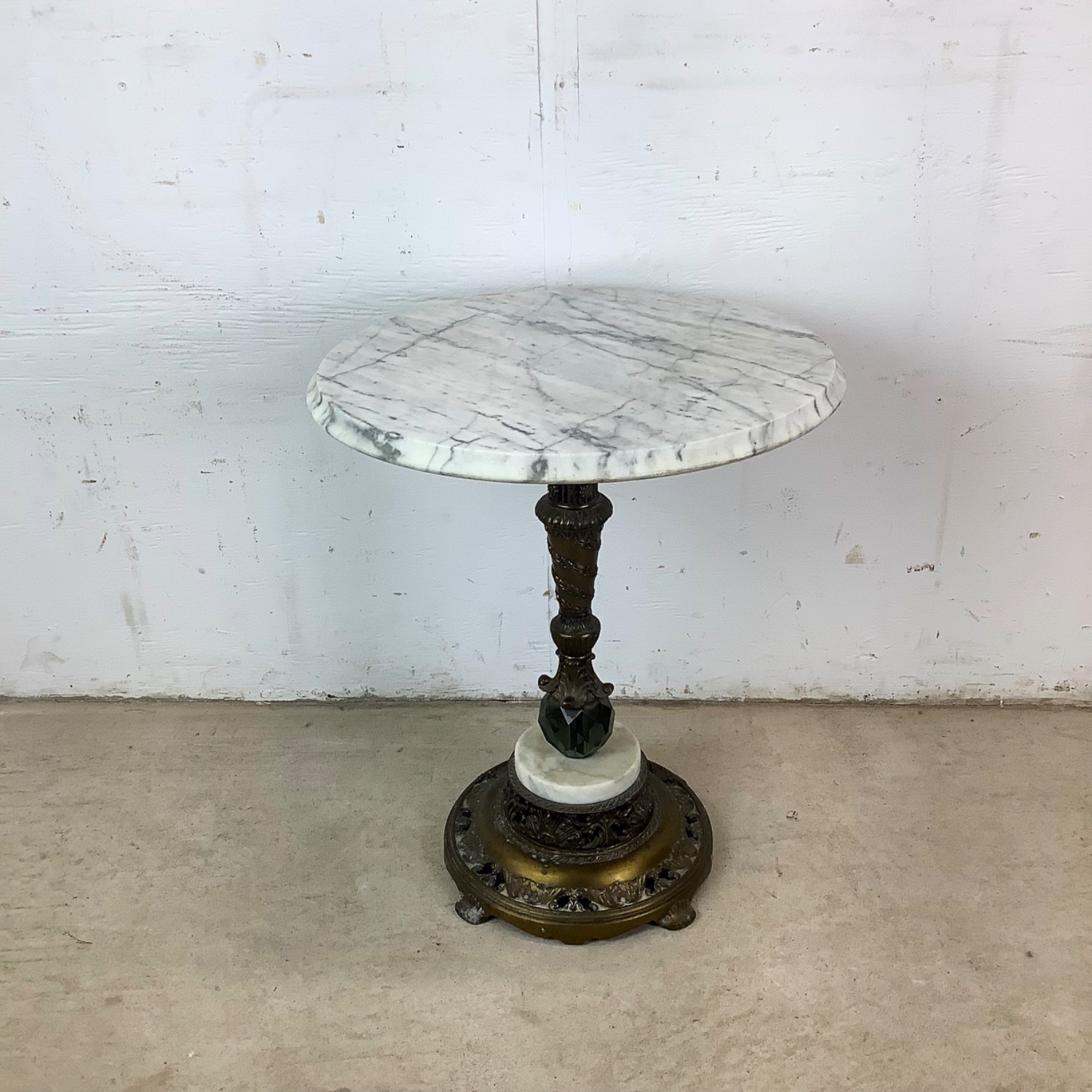 Marble-Top Vintage Parlor Table With Ornate Base - image-15
