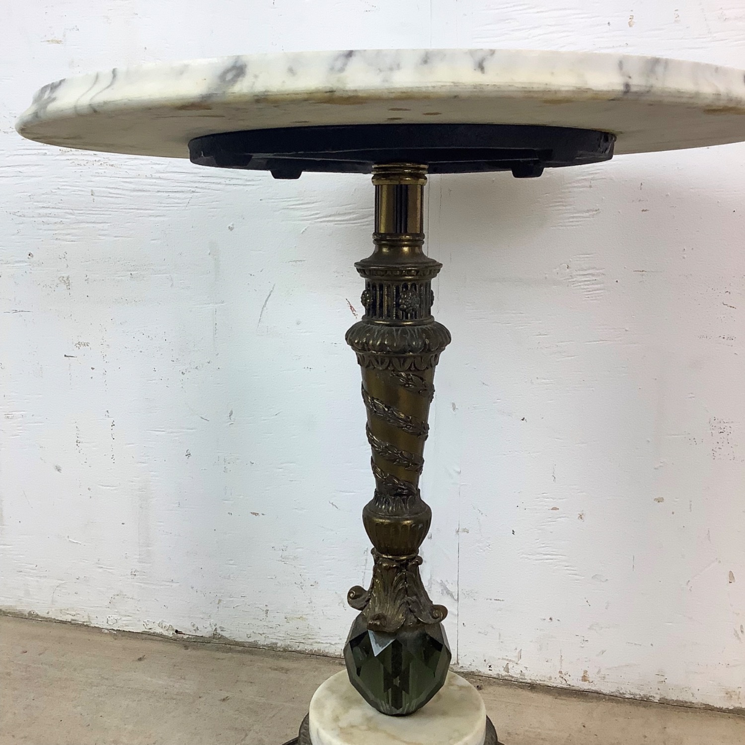 Marble-Top Vintage Parlor Table With Ornate Base - image-12