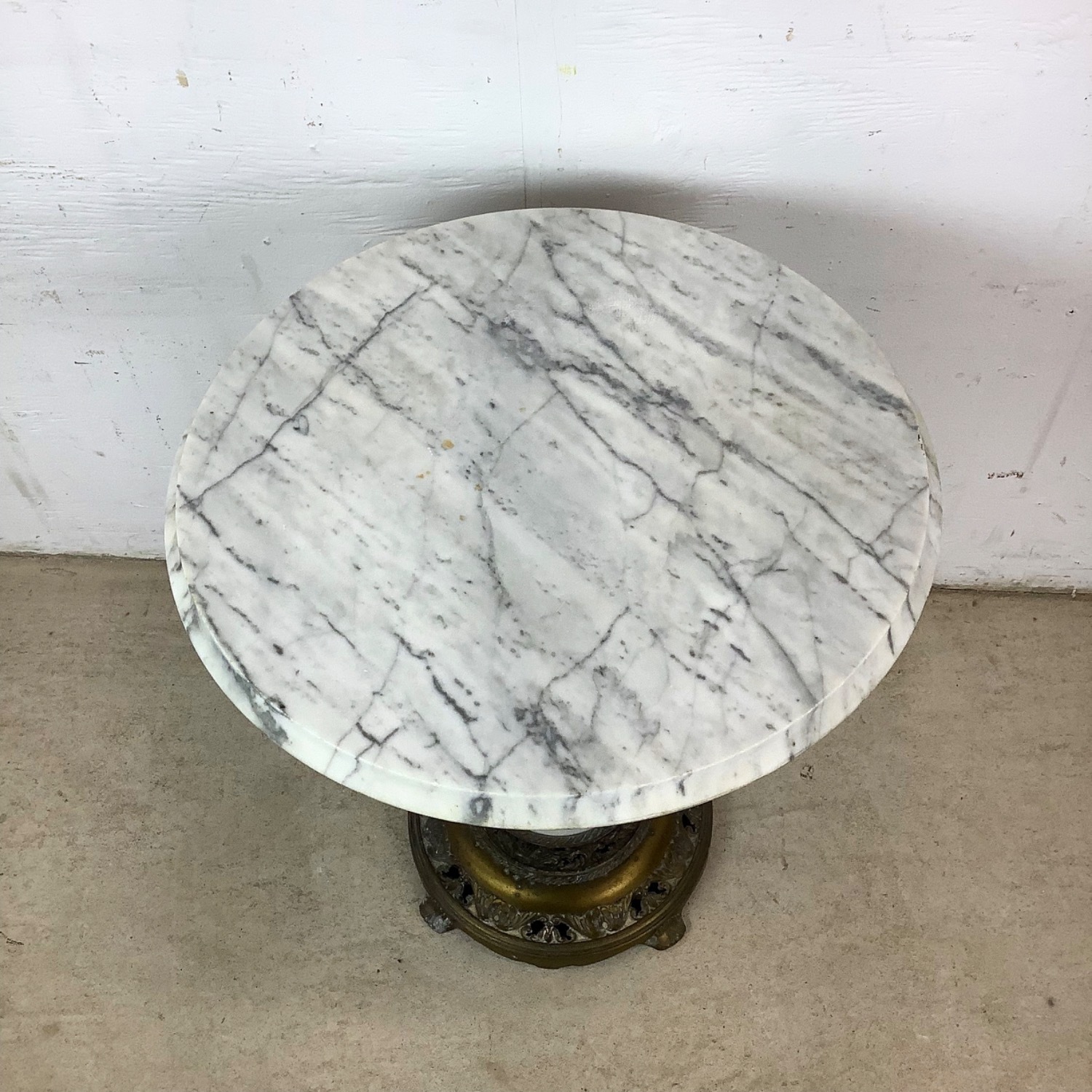 Marble-Top Vintage Parlor Table With Ornate Base - image-11