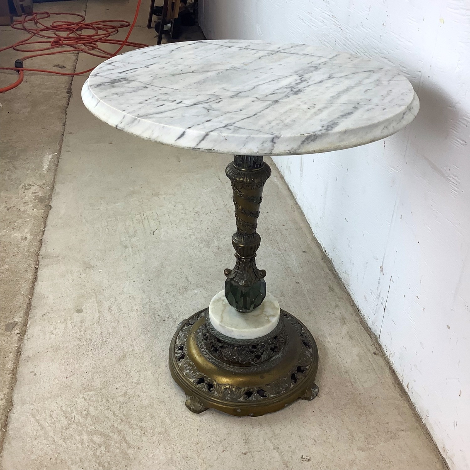 Marble-Top Vintage Parlor Table With Ornate Base - image-3