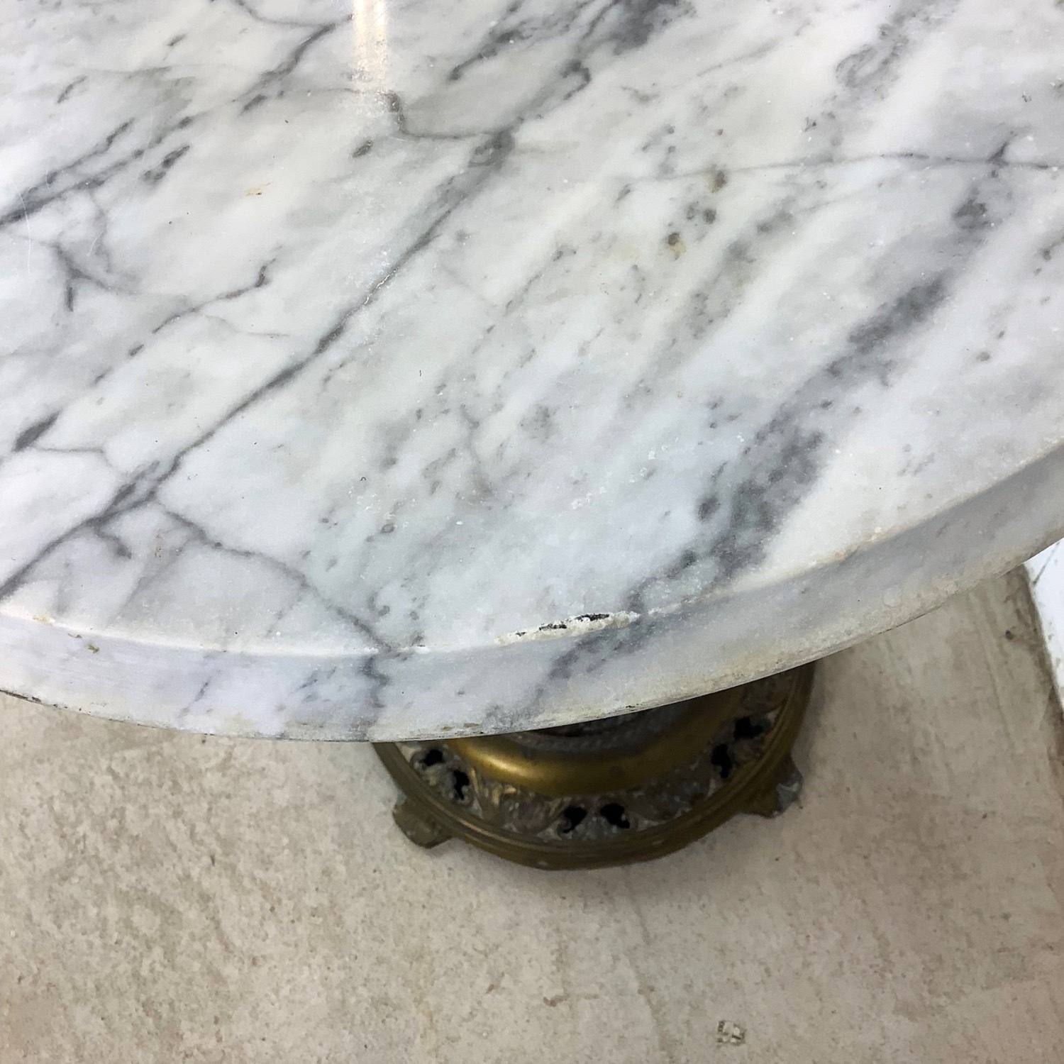 Marble-Top Vintage Parlor Table With Ornate Base - image-6
