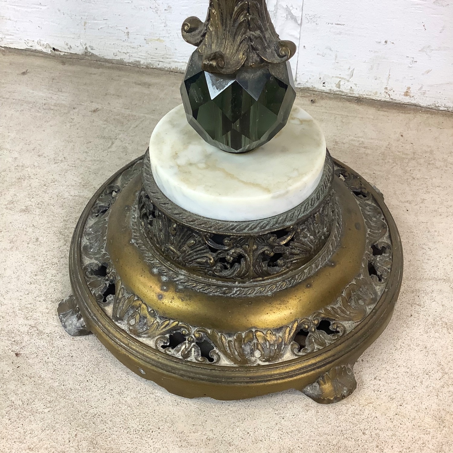 Marble-Top Vintage Parlor Table With Ornate Base - image-9