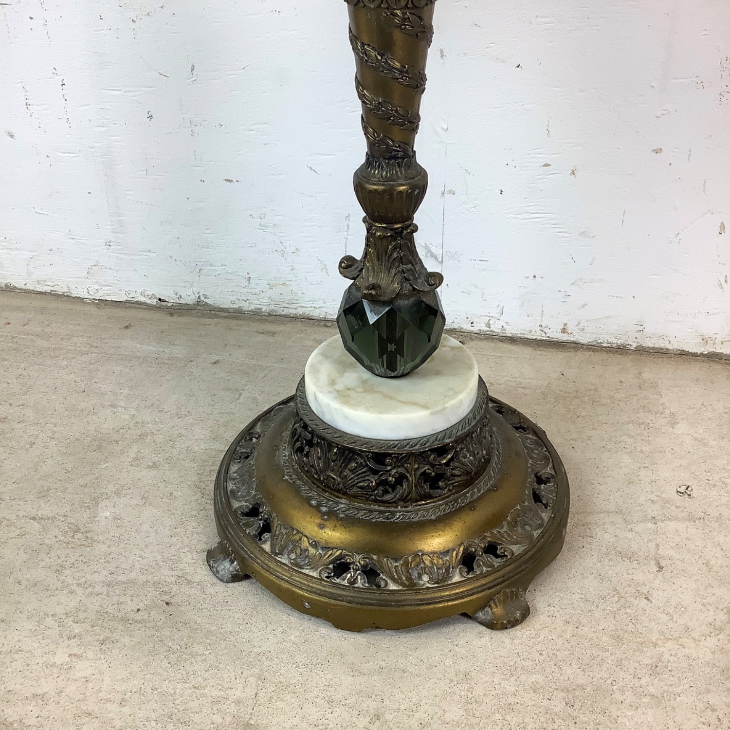 Marble-Top Vintage Parlor Table With Ornate Base - image-10