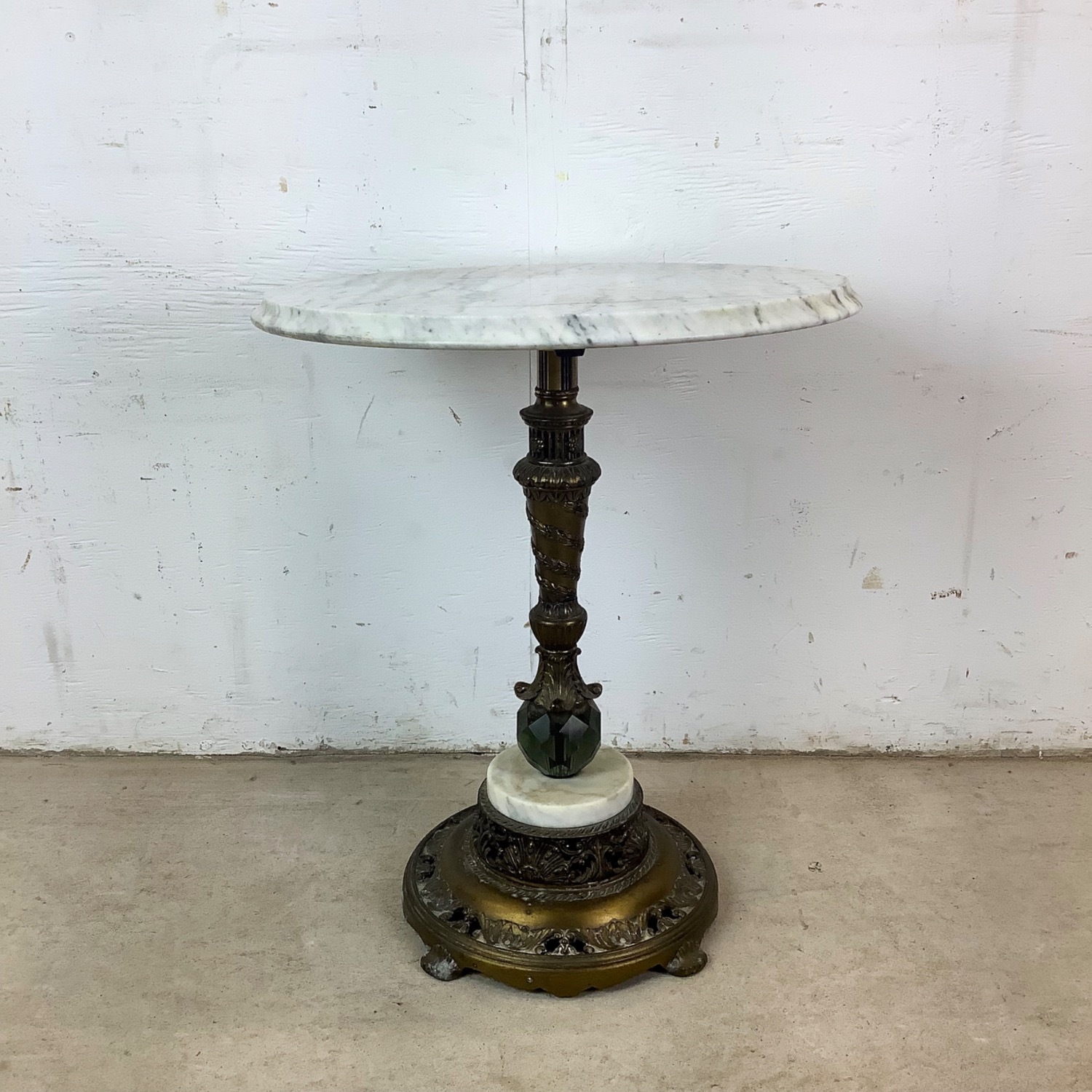 Marble-Top Vintage Parlor Table With Ornate Base - image-14