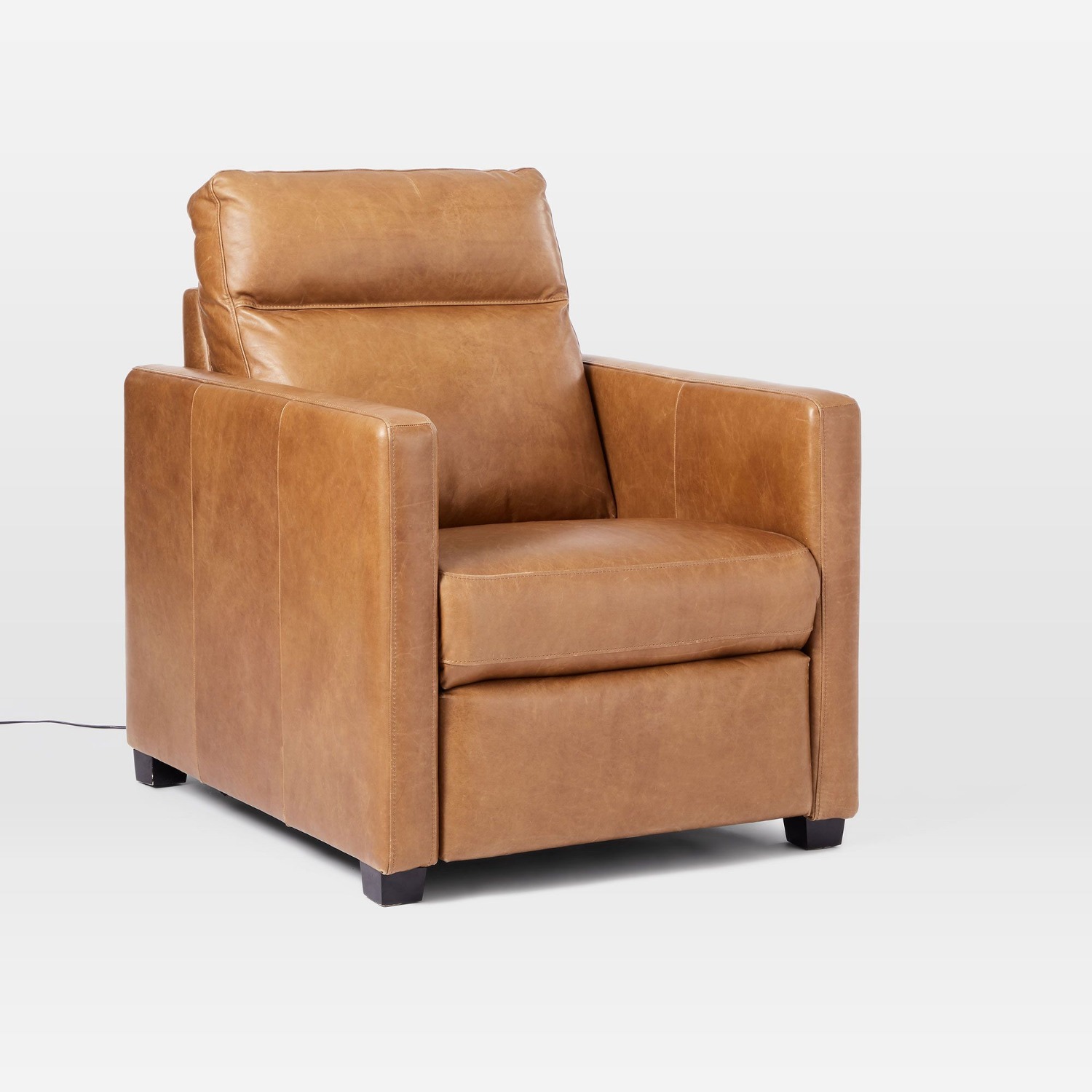 West Elm Harris Dark Brown Leather Recliner - image-0