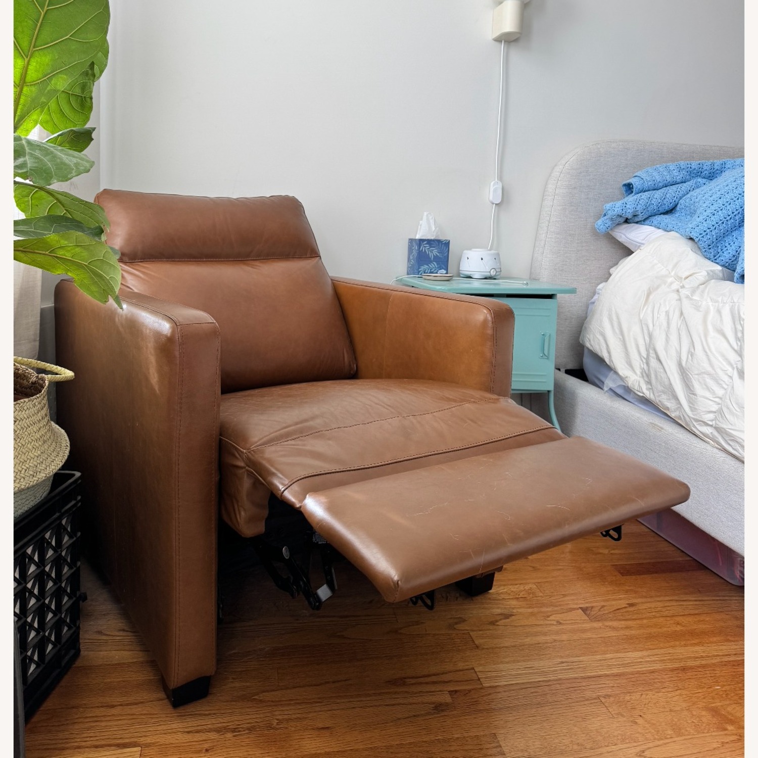 West Elm Harris Dark Brown Leather Recliner - image-4