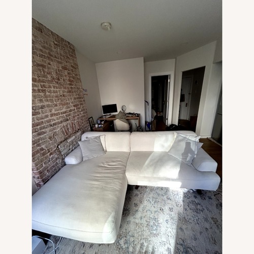 Used Poly and Bark White 2 Piece Sectional for sale on AptDeco
