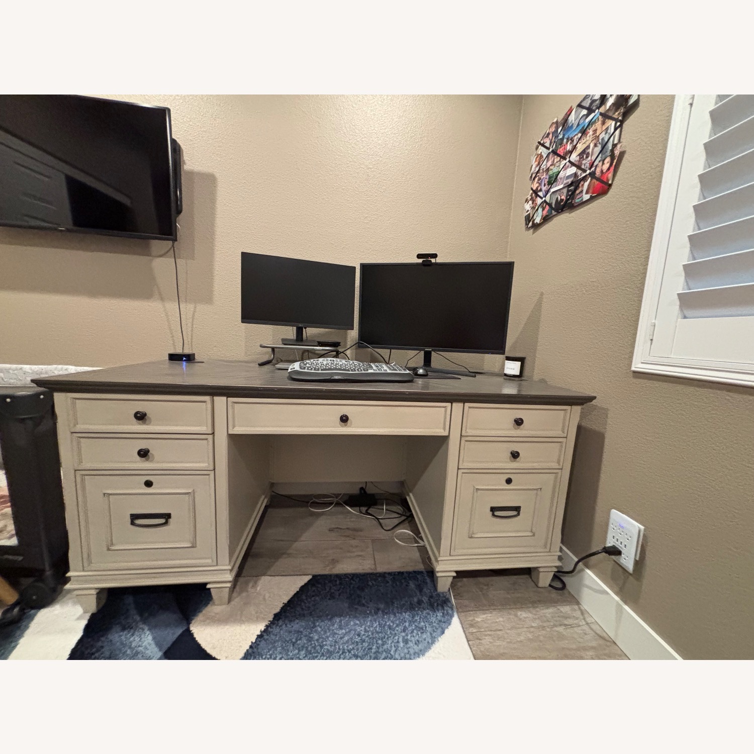 White Farmhouse Executive Desk - image-1