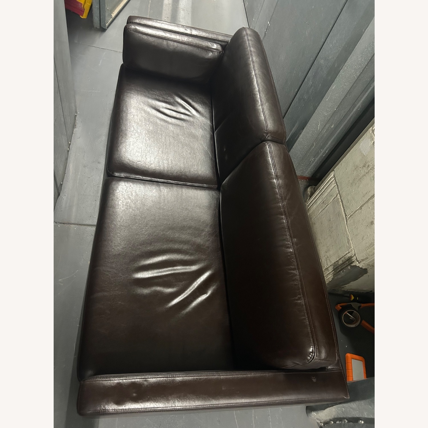 Dark Brown Leather 3+ Seater Sofa - image-0
