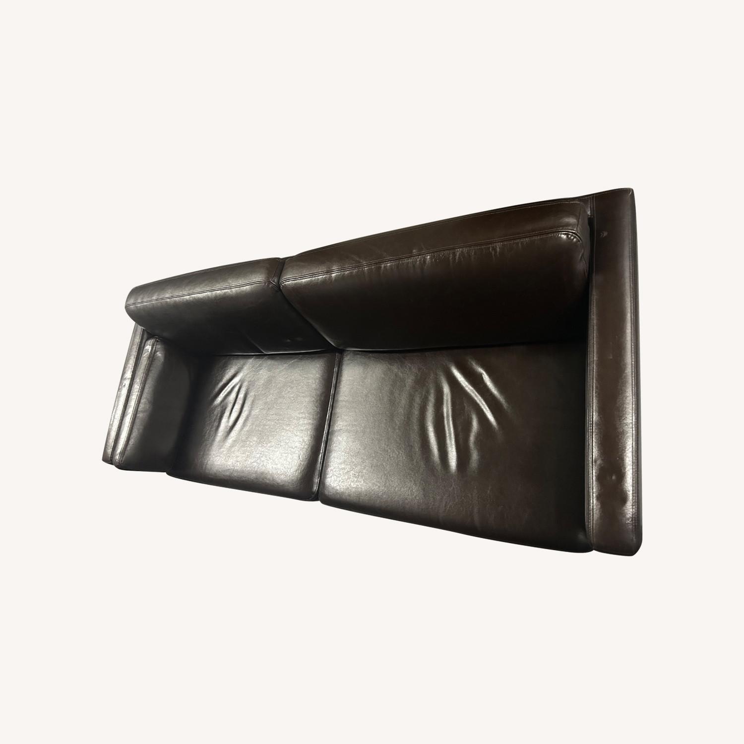 Dark Brown Leather 3+ Seater Sofa - image-0