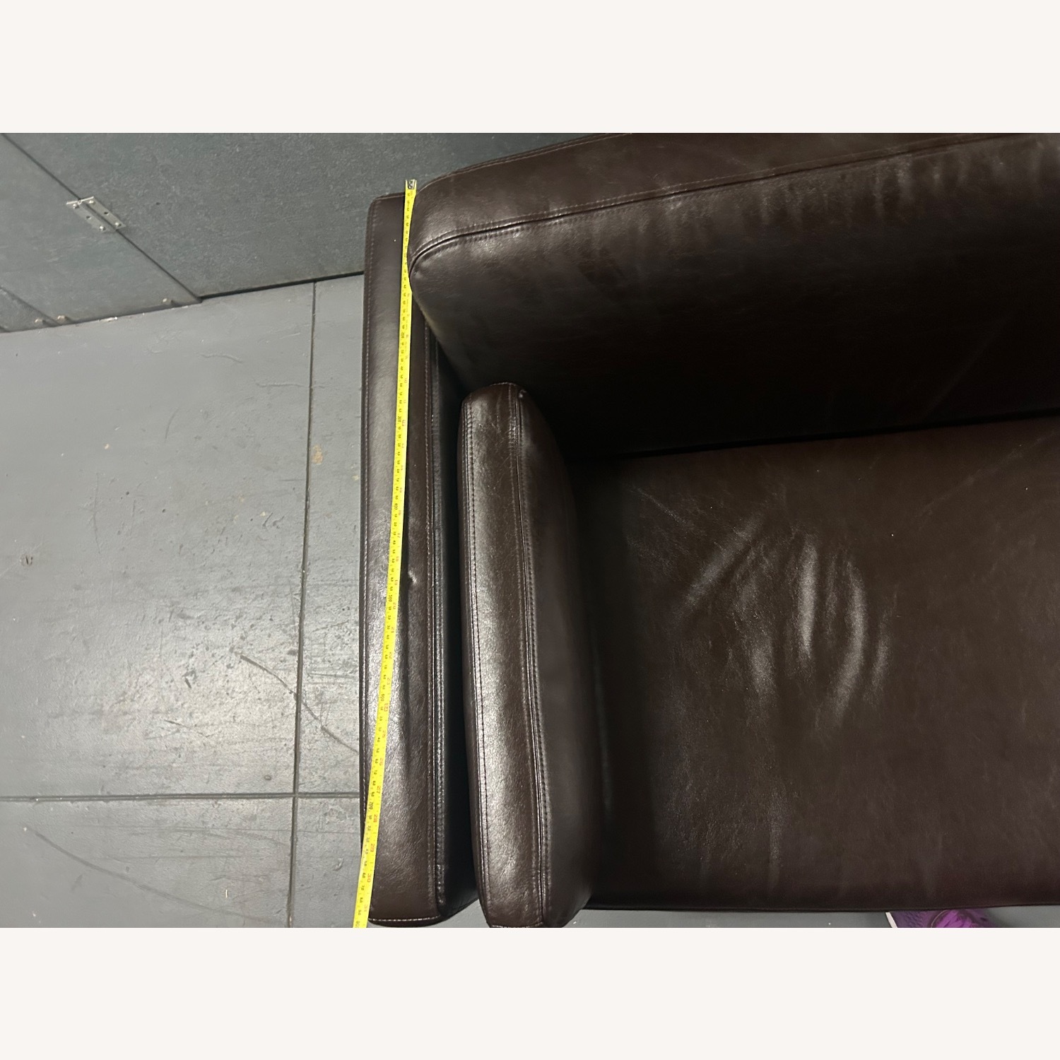 Dark Brown Leather 3+ Seater Sofa - image-2