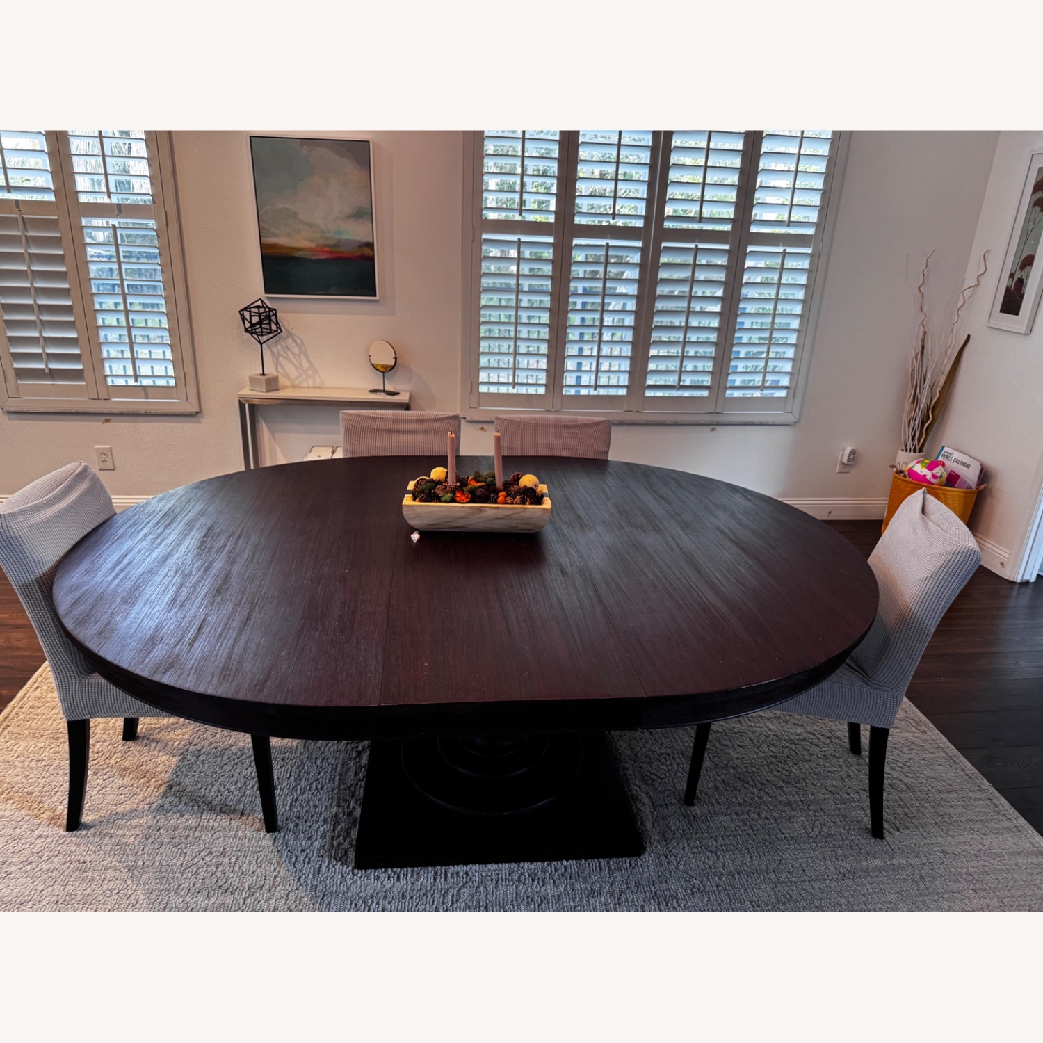 Crate & Barrel Dark Brown Wood Dining Table - image-2