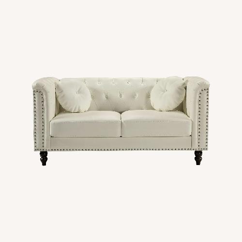 Used White Leather Studded 3 Seater Couch for sale on AptDeco