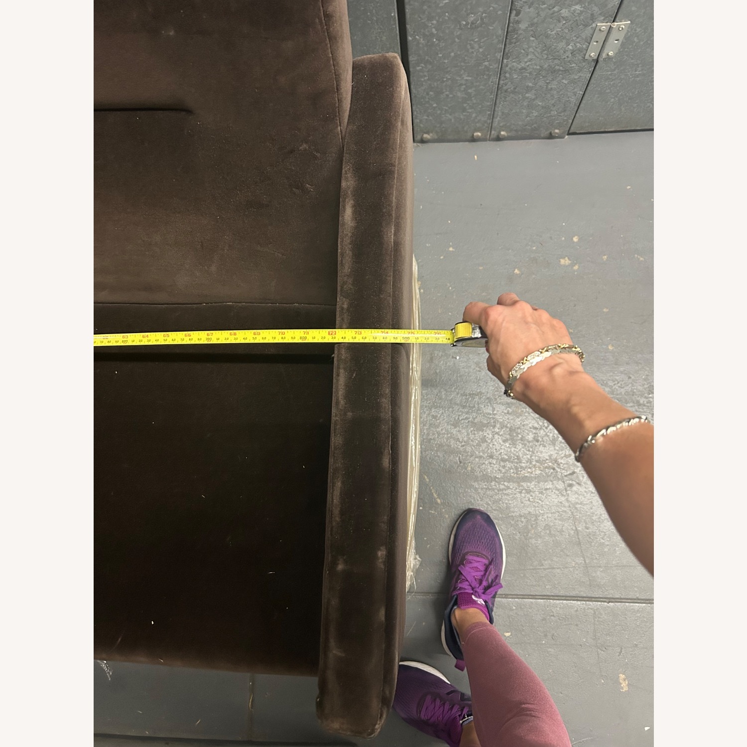 Dark Brown Fabric 3+ Seater Sofa - image-3