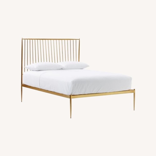 Used West Elm Stella Brass Queen Bed for sale on AptDeco