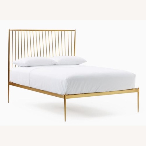 Used West Elm Stella Brass Queen Bed for sale on AptDeco