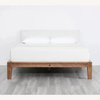 Thuma Classic Bed Queen in Walnut and Cream Linen 