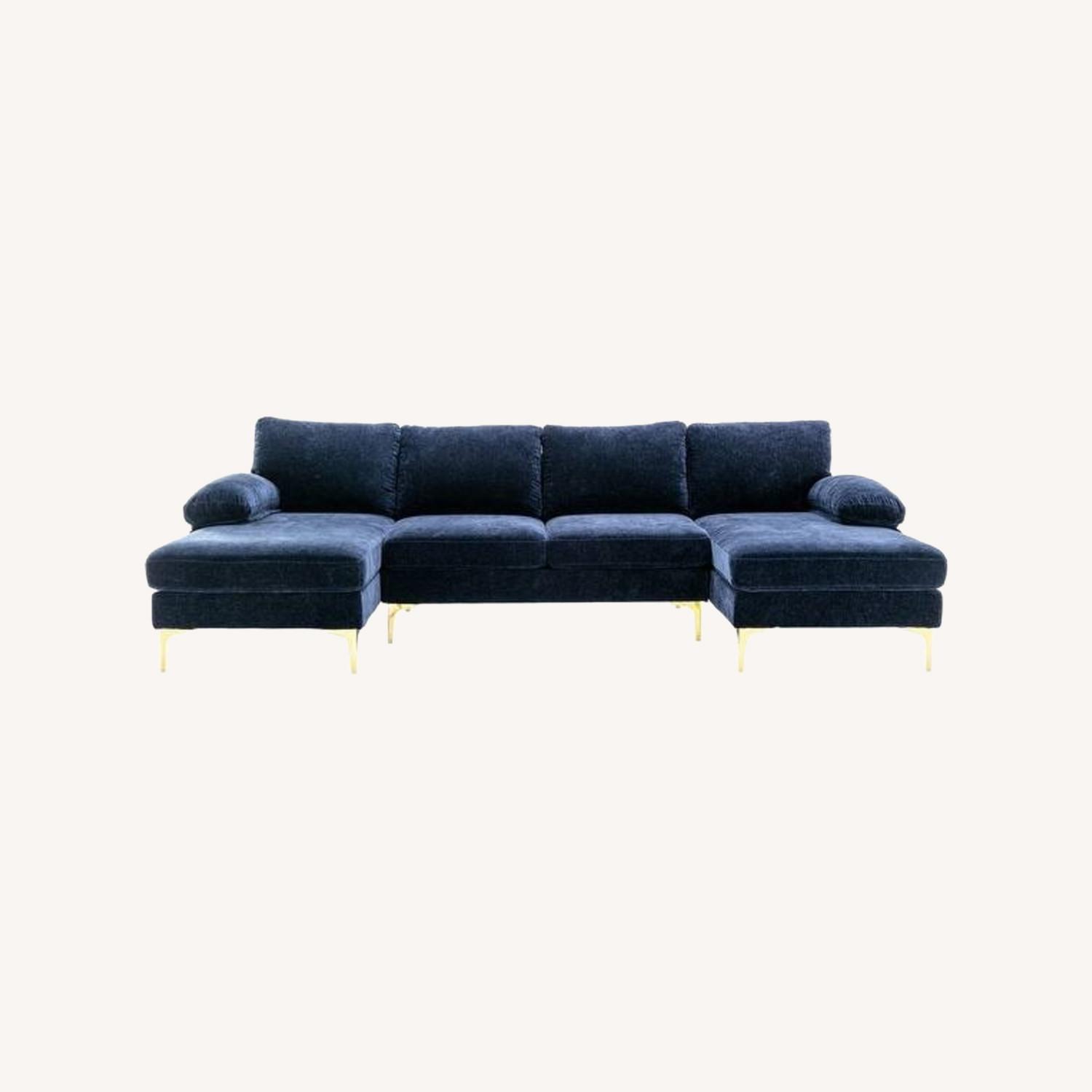 Double Chaise Sofa with Gold Metal legs - image-0