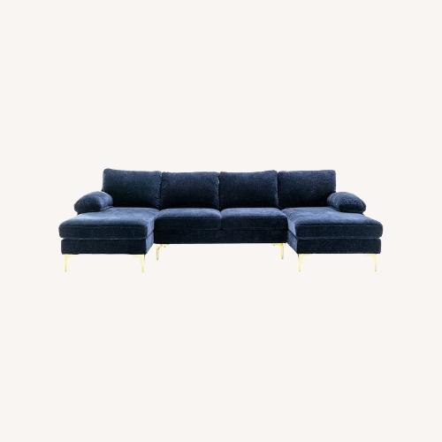 Used Double Chaise Sofa with Gold Metal legs for sale on AptDeco